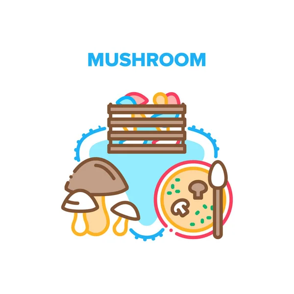 Mushroom Food Vector Concept Color Illustration — Stock Vector