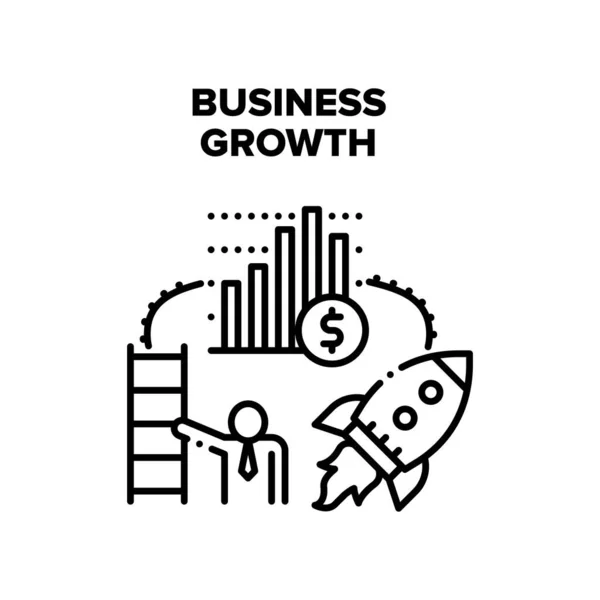 Business Growth Vector Black Illustration — Stockový vektor