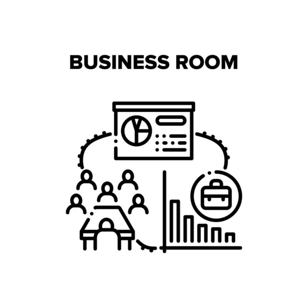 Business Room Vector Illustrazione nera — Vettoriale Stock