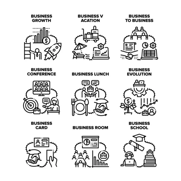 İş Evrimi Simge Vektörü Siyah Resmini Ayarladı