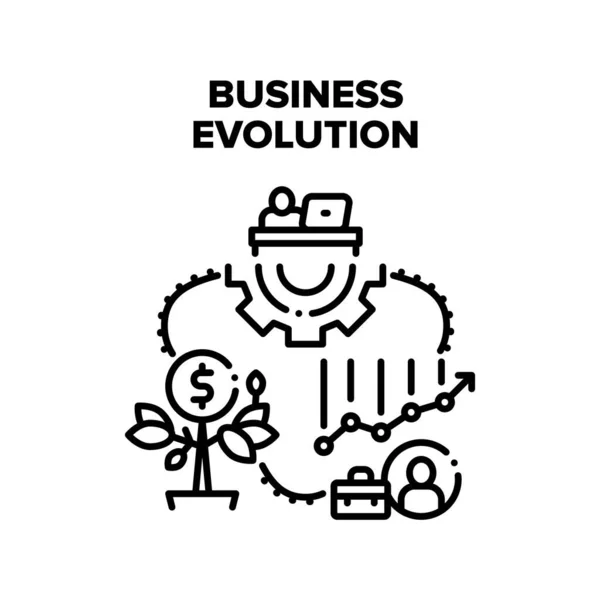 Векторная черная иллюстрация процесса развития бизнеса — стоковый вектор