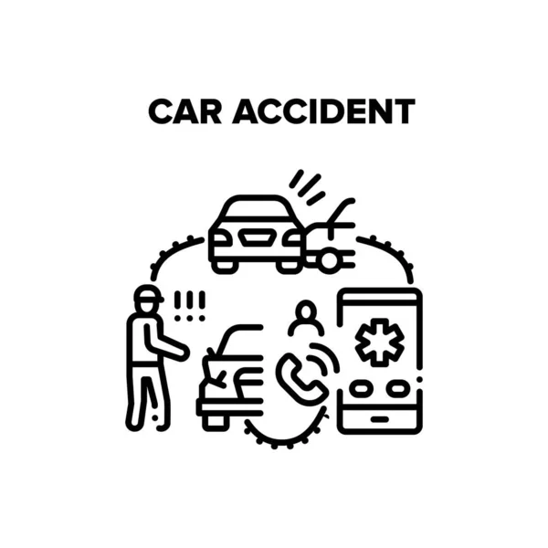 Accidente de coche Vector Negro Ilustración — Vector de stock