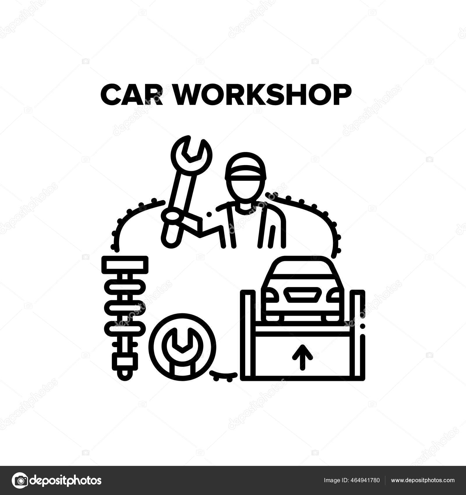 車のワークショップ Vector Black Illustration ストックベクター C Pikepicture