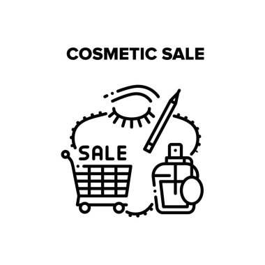 Kozmetik Satış Vektörü Siyah İllüstrasyon