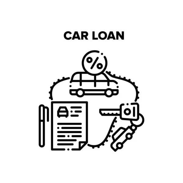 Carro empréstimo serviço vetor preto ilustração — Vetor de Stock