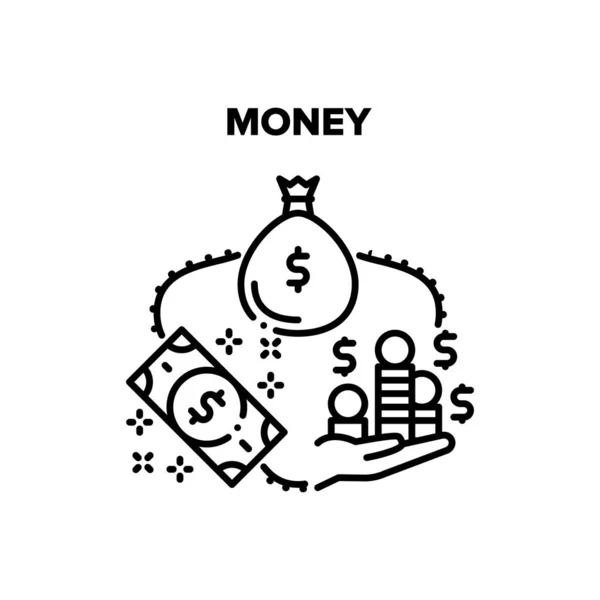 Money Finance Vector Μαύρη εικονογράφηση — Διανυσματικό Αρχείο
