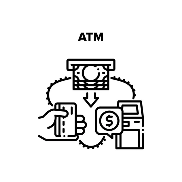 Cajero automático del banco Vector Negro Ilustración — Vector de stock