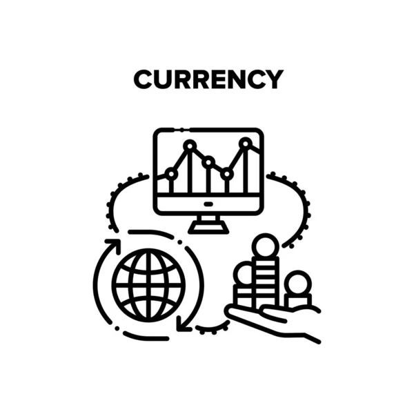 Valuta Denaro Vettore Illustrazione nera — Vettoriale Stock