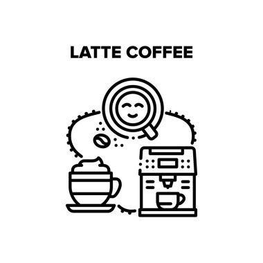 Latte Coffee Vector Black Illustration