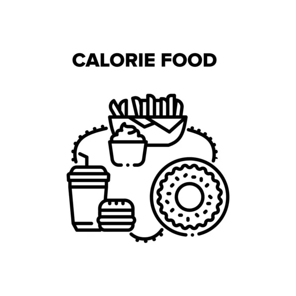 Calorie Voedsel Vector Zwarte Illustratie — Stockvector