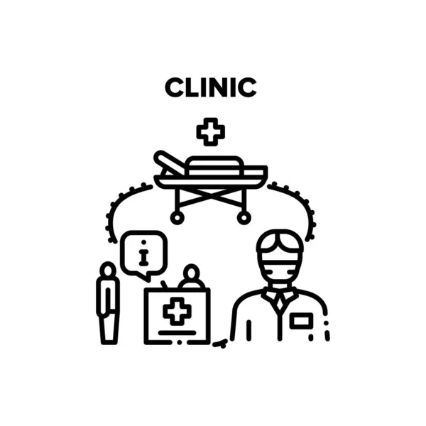 Illustration noire de vecteur de traitement clinique — Image vectorielle