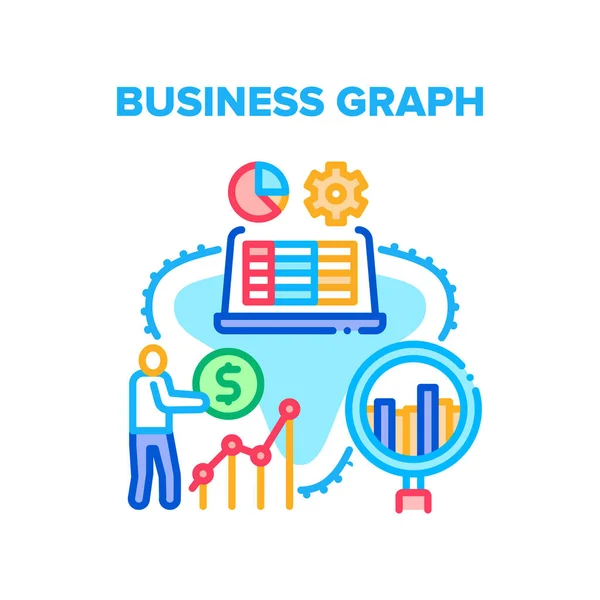 Illustration de couleur de concept de vecteur de graphique d'affaires — Image vectorielle