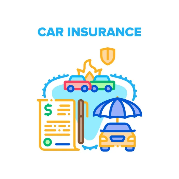Car Insurance Vector Concept Color Illustration — Stock Vector