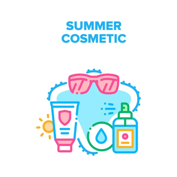 Sommer Kosmetik Vektor Konzept Farbe Illustration — Stockvektor