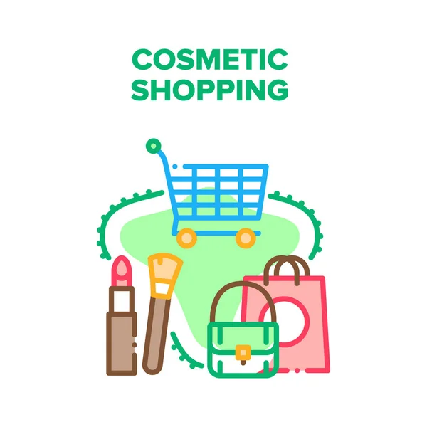 Cosmetic Shopping i butik Vector Concept Färg — Stock vektor