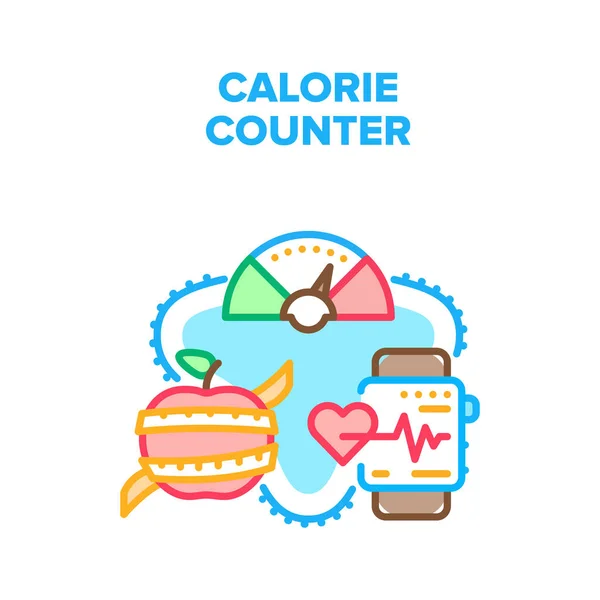 Calorie Teller Vector Concept Kleur Illustratie — Stockvector