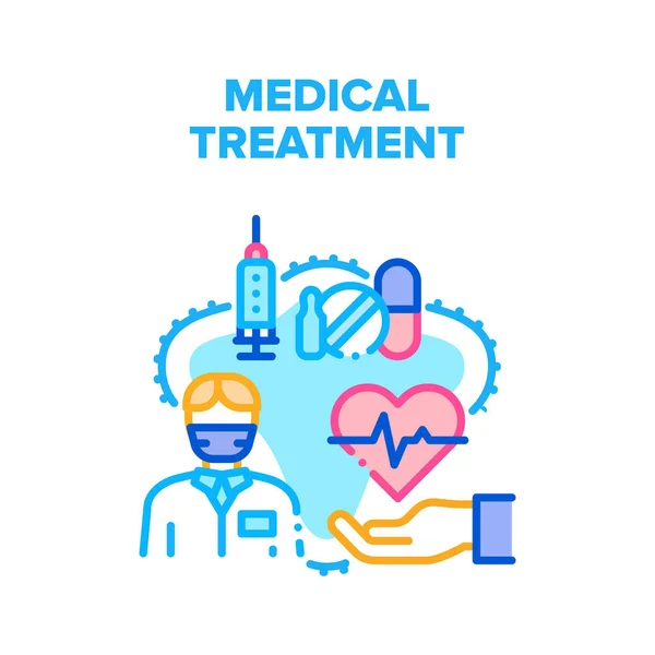Tratamiento médico Salud Vector Concepto Color — Archivo Imágenes Vectoriales