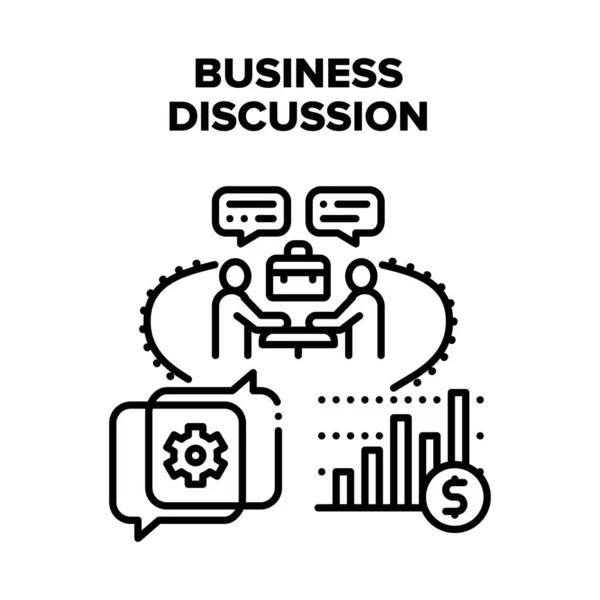 Business Discussion Partner Vector Black Illustration — Vettoriale Stock
