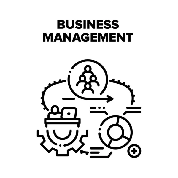 Business Management Work Vector Czarna ilustracja — Wektor stockowy