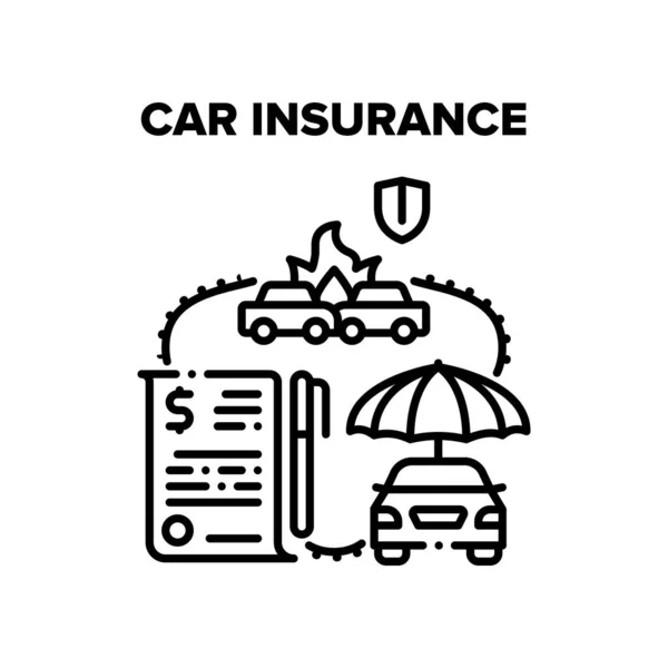 Bilförsäkring vektor svart Illustration — Stock vektor