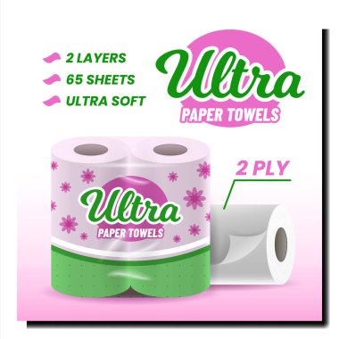 Ultra Kağıt Havluları Yaratıcı Tanıtım Posteri Vektörü