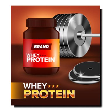whey Protein Yaratıcı Reklam Sancakları Vektörü