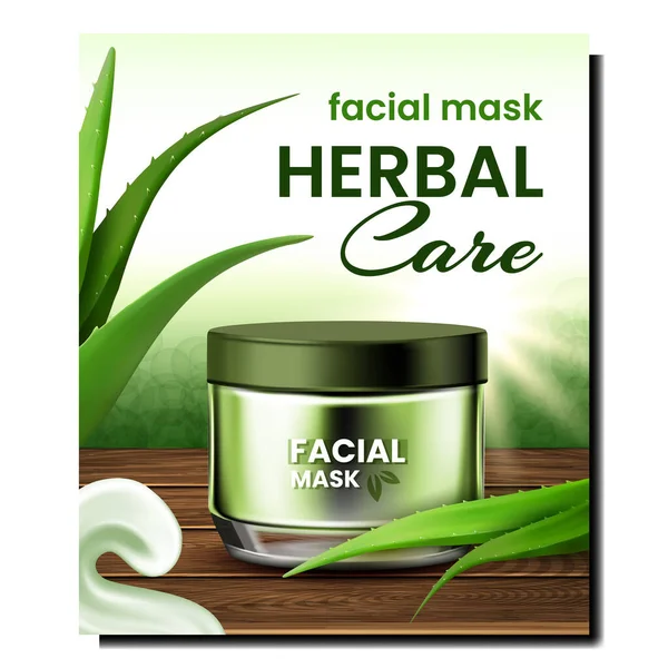 Herbal Care Facial Mask Promotional Banner Vector — Stock Vector