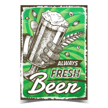 Bira Her Zaman Taze Yaratıcı Reklam Posteri Vektörü
