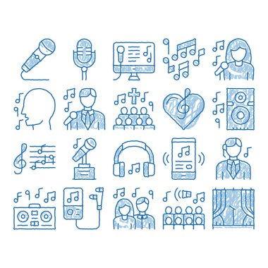 Şarkı söyleyen Song simgesi elle çizilmiş