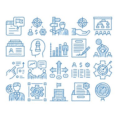 Strateji Yöneticisi Görev simgesi elle çizilmiş illüstrasyon