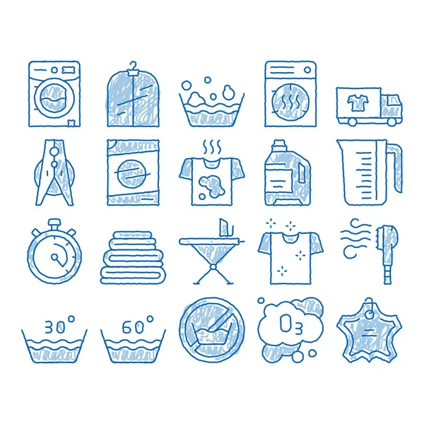 Servicio de lavandería Vector icono ilustración dibujado a mano — Vector de stock