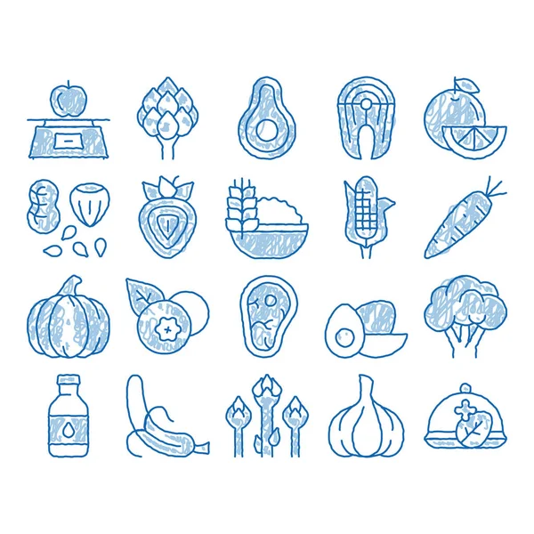 Icono del vector de comida saludable ilustración dibujada a mano — Vector de stock