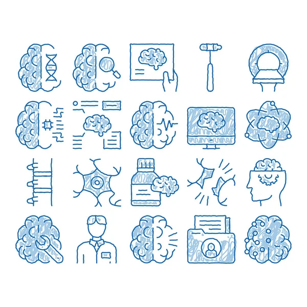 Nöroloji Tıp ikonu elle çizilmiş illüstrasyon — Stok Vektör