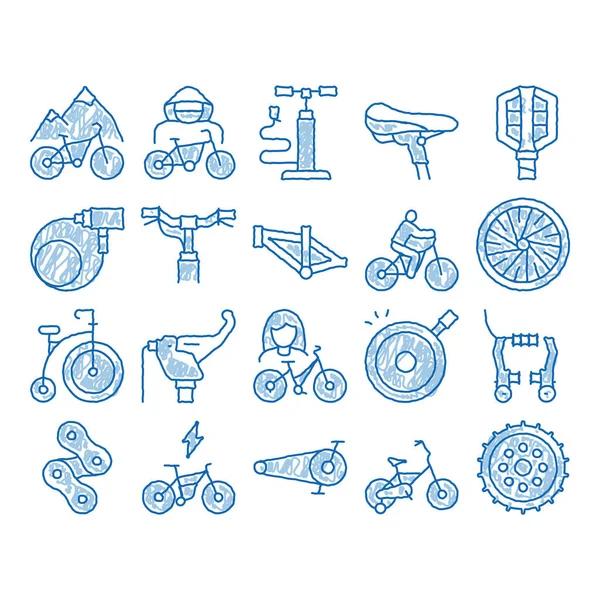 Bicicleta bicicleta detalles icono dibujado a mano ilustración — Archivo Imágenes Vectoriales