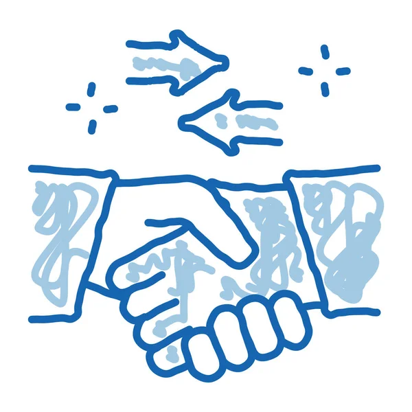 Χειραψία συμφωνία ανταλλαγής doodle εικονίδιο ζωγραφισμένα στο χέρι εικονογράφηση — Διανυσματικό Αρχείο