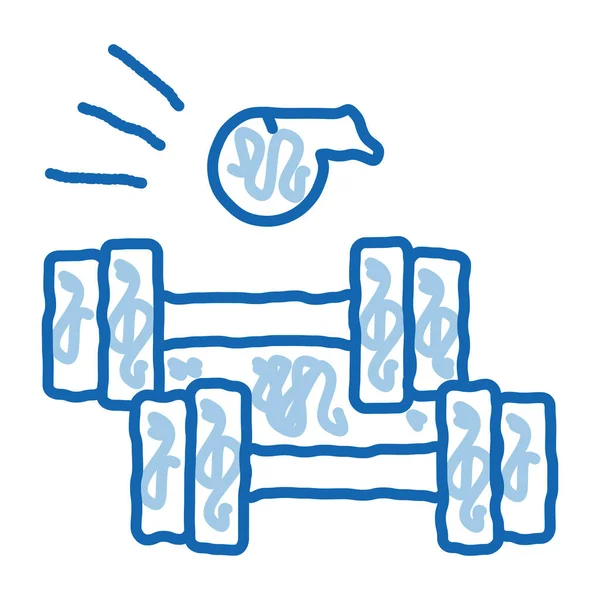 덤벨당기기 (dumbbell pull under whistle of coach doodle icon drawing illustration) — 스톡 벡터