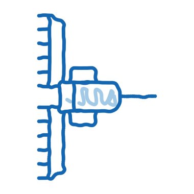 Agronomy Cultivator Trailer taslak ikon vektörü. El çizimi mavi çizgili sanat izole edilmiş sembol çizimi