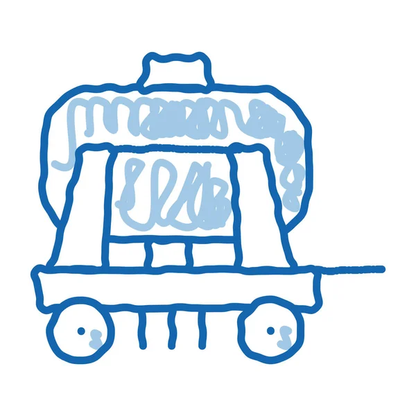 Cargo Water Trailer Vehicle Sketch Icon Vector Hand Drawn Blue — Stock Vector