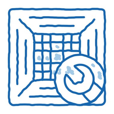 Ofis İklim Koşullandırıcısı taslak ikon vektörü. El çizimi mavi çizgili sanat izole edilmiş sembol çizimi