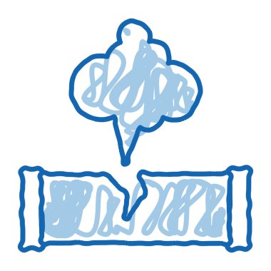 Gaz Borusu Kirliliği taslak ikon vektörü. El çizimi mavi çizgili sanat izole edilmiş sembol çizimi