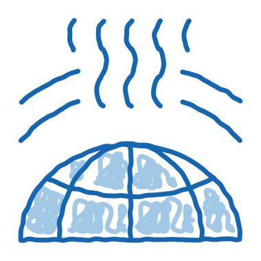Dünya Ozon Deliği Gezegeni taslak ikon vektörü. El çizimi mavi çizgili sanat izole edilmiş sembol çizimi