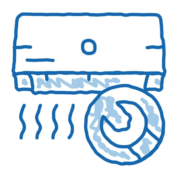 空冷コンディショナーのスケッチアイコンベクトル 手描きの青いドアラインアート隔離されたシンボルイラスト — ストックベクタ