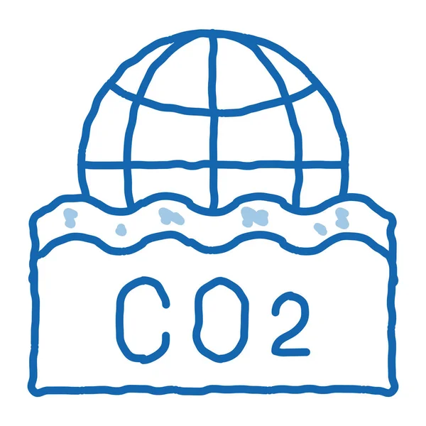 Co2スモークスチームスケッチアイコンベクトル 手描きの青いドアラインアート隔離されたシンボルイラスト — ストックベクタ