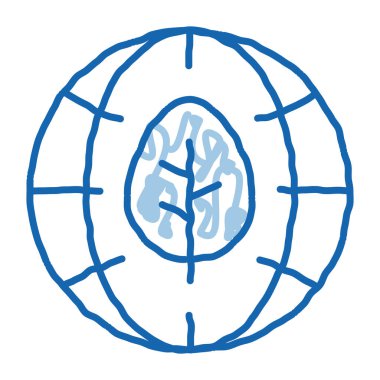 Dünya Gezegeni Ağaç Çizimi ikon vektörü bırakıyor. El çizimi mavi çizgili sanat izole edilmiş sembol çizimi