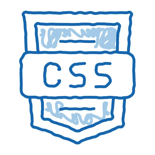编程语言Css系统草图图标向量 手绘蓝色涂鸦线条艺术孤立符号图解 — 图库矢量图片