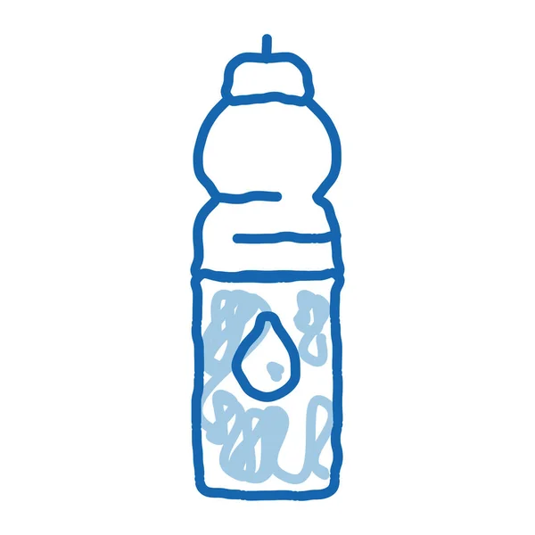 Water Bottle Sport Equipment Sketch Icon Vector Hand Drawn Blue — Stock Vector