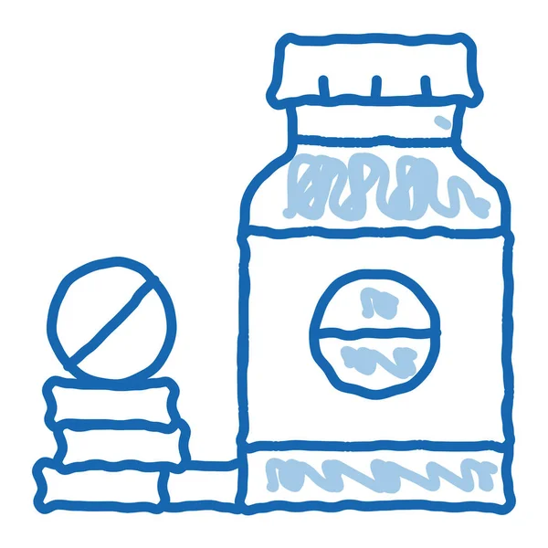 Bio Supplements Drugs Bottle Sketch Icon Vector Hand Drawn Blue — Stock Vector