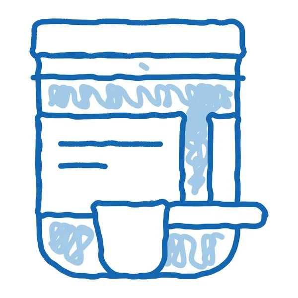 Ergänzungen Flasche Und Schaufel Skizze Symbol Vektor Handgezeichnete Blaue Doodle — Stockvektor