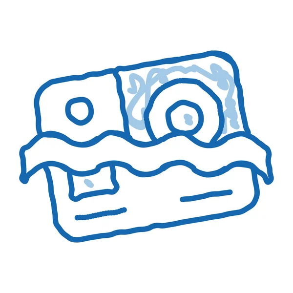 Waterproof Material Camera Sketch Icon Vector Hand Drawn Blue Doodle — Stock Vector
