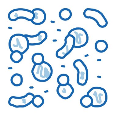 Kimyasal mikroskop mikroorganizmaları ikon vektörünü çizer. El çizimi mavi çizgili sanat izole edilmiş sembol çizimi